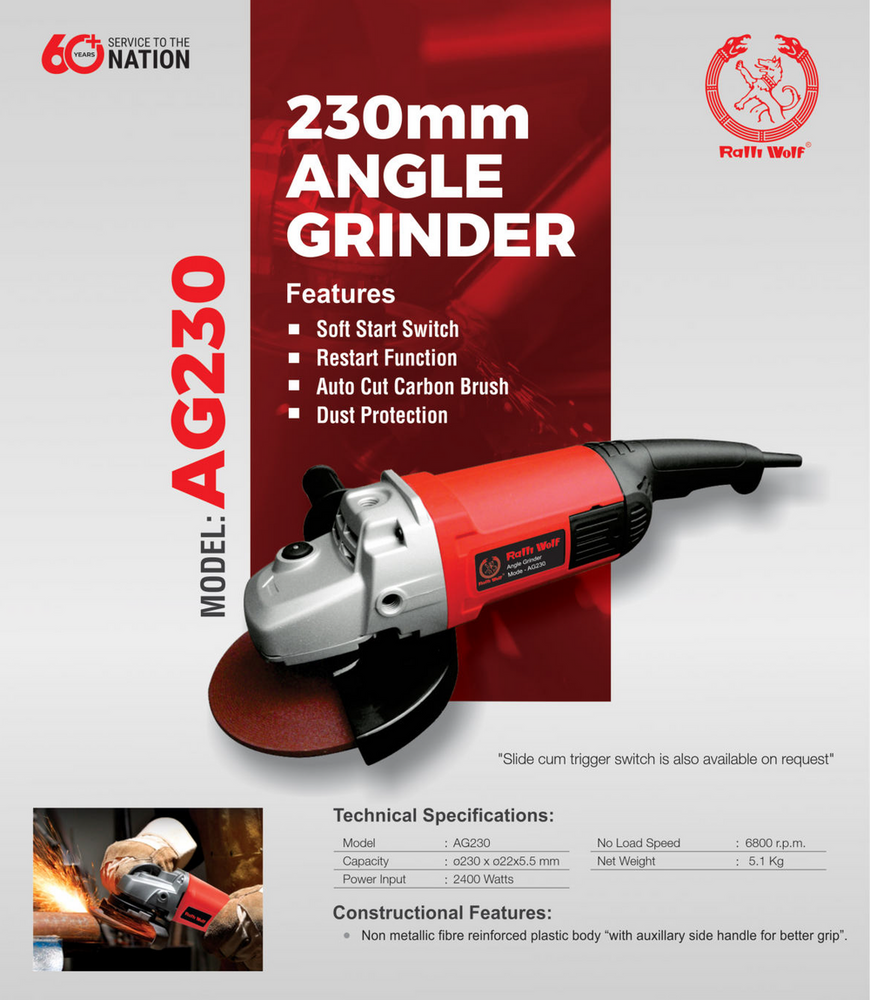 Ralli Wolf 230mm Angle Grinder (AG230)