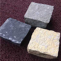 Natural Cobblestone - Polished Limestone Blocks , Customized Multicolor Sizes For Pathways And Garden Borders