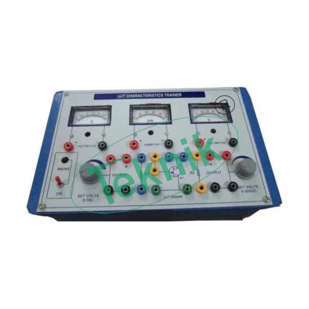 UJT CHARACTERISTICS APPARATUS & UJT AS RELAXATION OSCILLATOR WITH ALUMINUM PANEL & SQUARE METERS