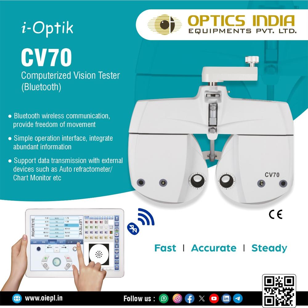 i-Optik Auto Phoropter CV-70 - Dual Control Modes, Bluetooth Connectivity, High-Speed Low-Noise Lens Switching | Sphere Power: -19.00D to +16.75D