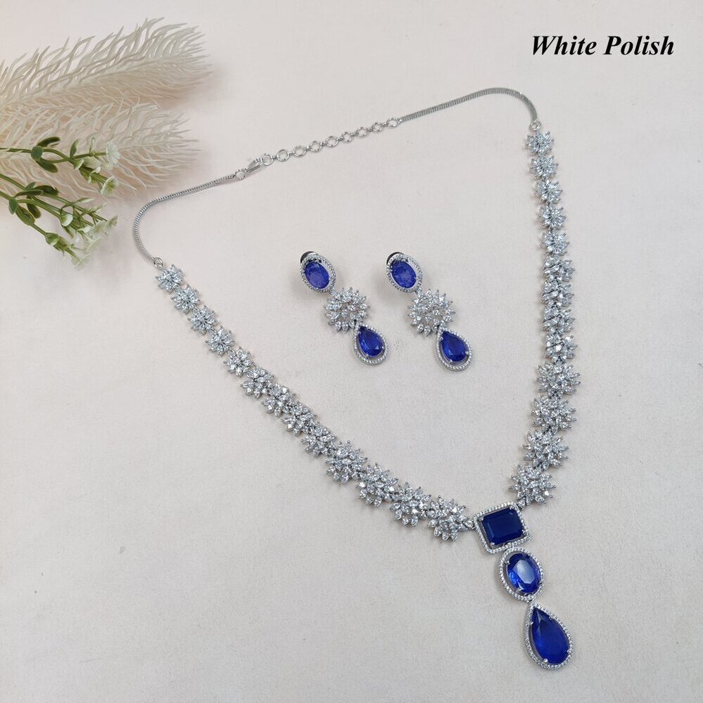 AD Necklace With Colorful Glassstone