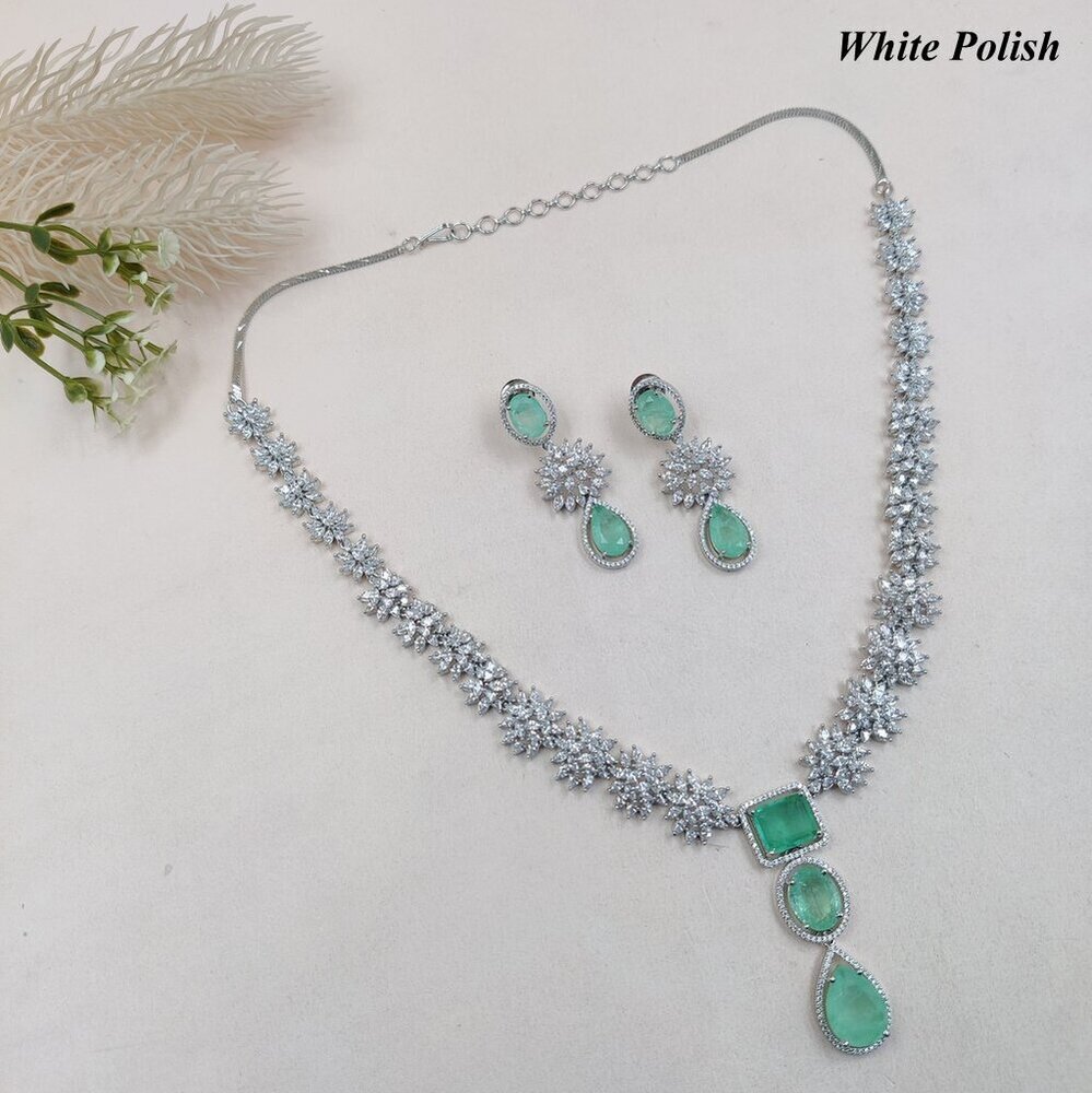 AD Necklace With Colorful Glassstone