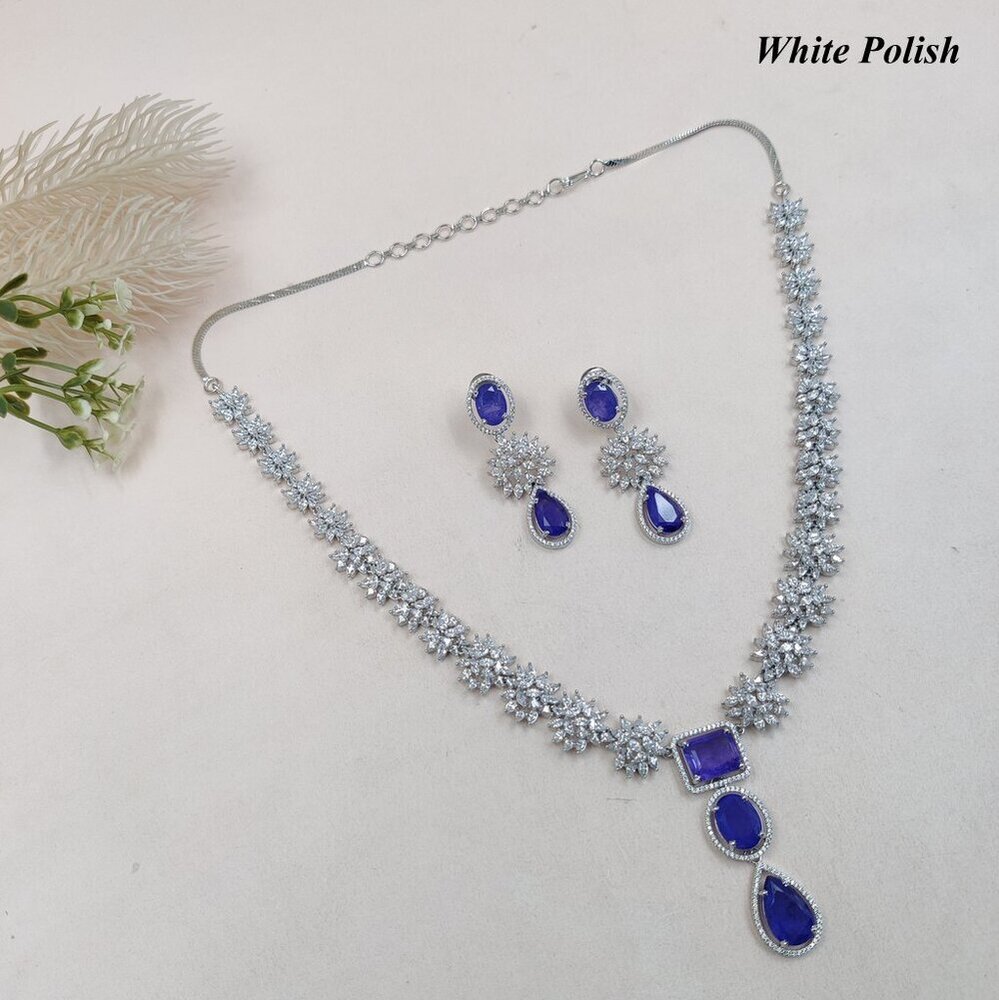 AD Necklace With Colorful Glassstone