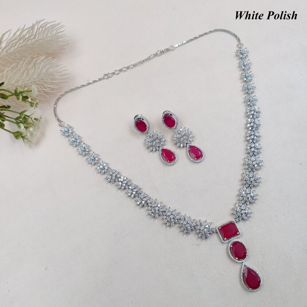 AD Necklace With Colorful Glassstone