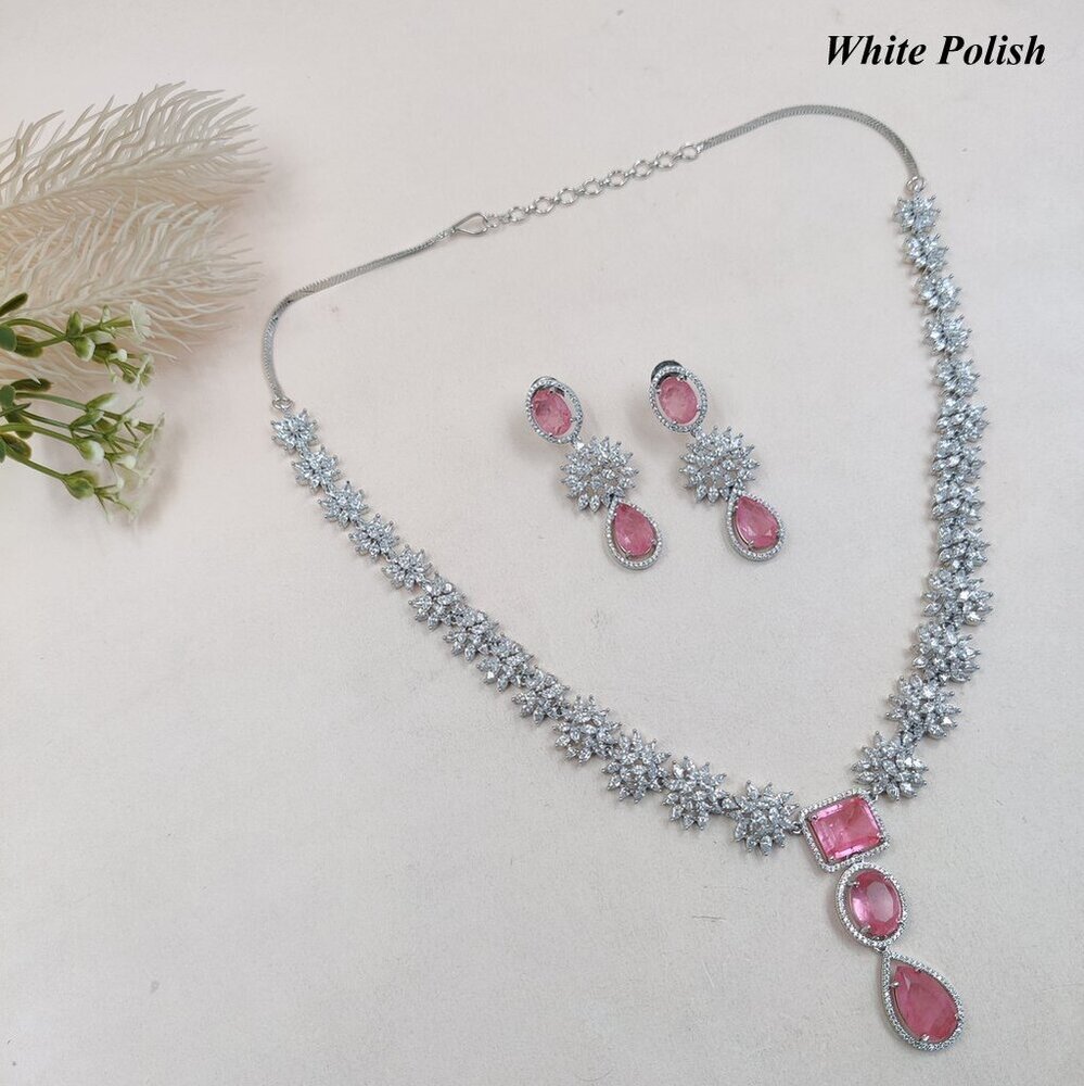 AD Necklace With Colorful Glassstone