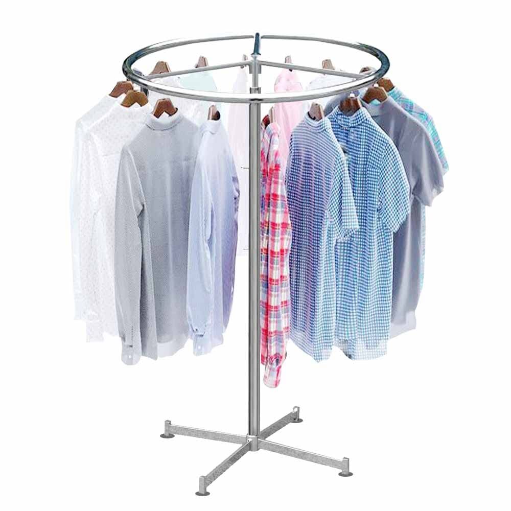 Circle Rotatable Garment Clothing Hanger Stand for store, Home and Display Uses (Stainless Solid Metal with Chrome Finish)