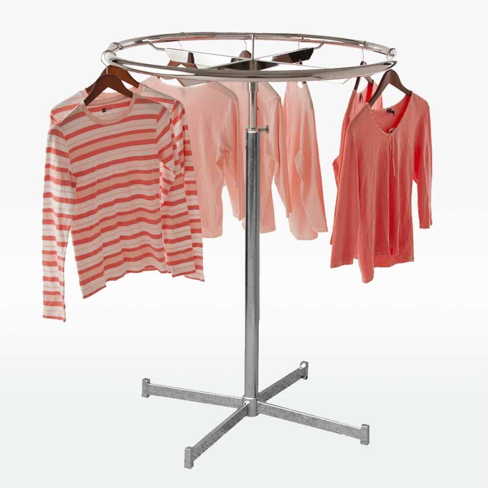 Circle Rotatable Garment Clothing Hanger Stand For Store, Home And Display Uses (Stainless Solid Metal With Chrome Finish)