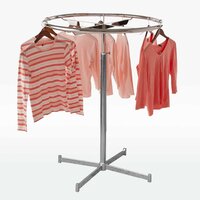 Circle Rotatable Garment Clothing Hanger Stand for store, Home and Display Uses (Stainless Solid Metal with Chrome Finish)