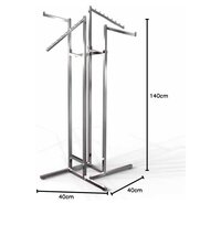 Four Way Clothng Display Stand Used for shop, Shworoom & Exhibition (Silver Chrome Color)