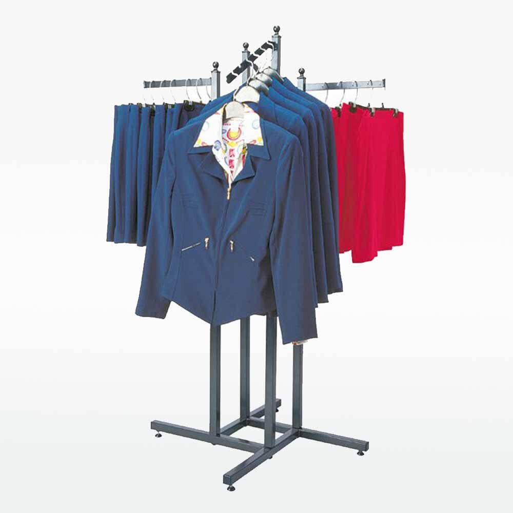 Four Way Clothng Display Stand Used for shop, Shworoom & Exhibition (Silver Chrome Color)