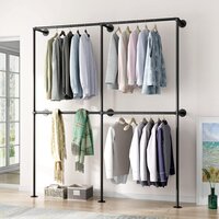 Pipe Clothing Rack Wall Mounted Garment Rack,Black Clothes Rack Retail Display Hanging Rod for Closet Storage