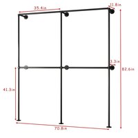 Pipe Clothing Rack Wall Mounted Garment Rack,Black Clothes Rack Retail Display Hanging Rod for Closet Storage