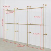 Wall Mounted Industrial Pipe Clothing Garment Racks, Metal Clothing Store Display Stands Clothes Rack