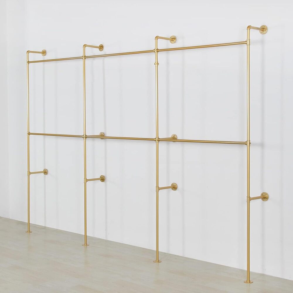Wall Mounted Industrial Pipe Clothing Garment Racks, Metal Clothing Store Display Stands Clothes Rack