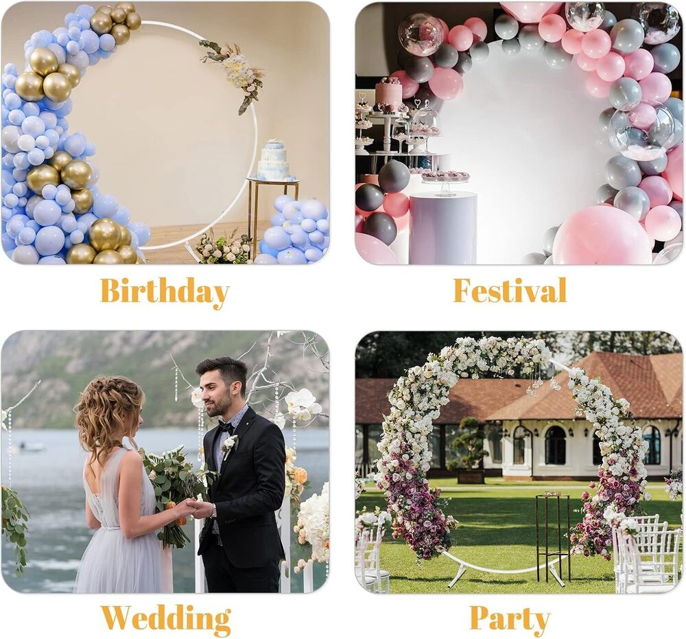 6 Feet Round Arch Balloon Decoration Stand-Round Shape-White Colour Circle Balloon Arch Frame for Wedding,Birthday Baby Shower and Other Parties