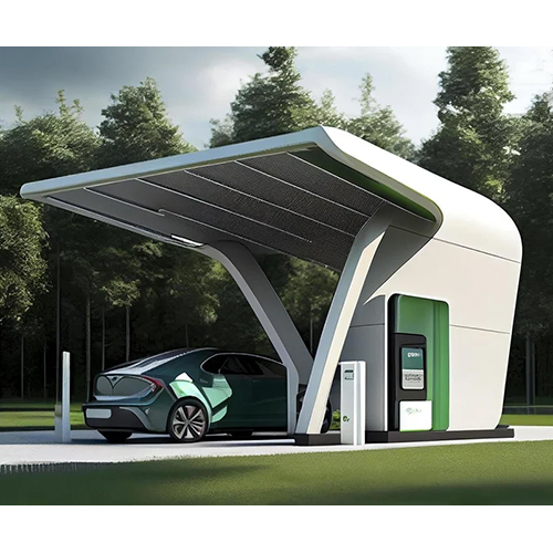 Electric Car Charging Structure Canopy - Color: White