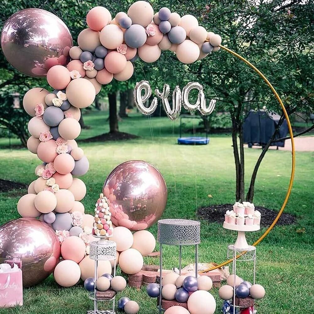 Round Balloon Arch Stand - Decoration Backdrop Stand, 6.56ft Diameter Arch Balloon Stand Assembly Balloon Arch Stand