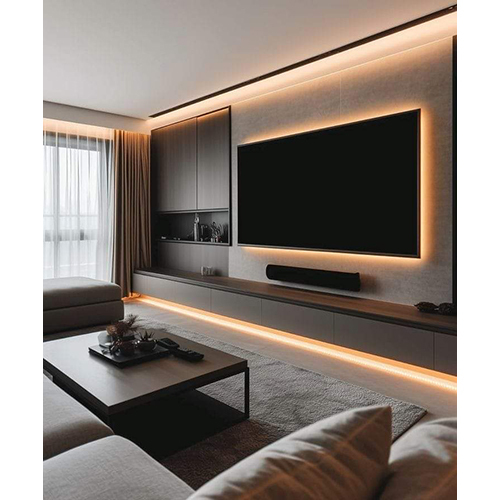 Stunning Modern Look Living Hall with TV Unit Design Service