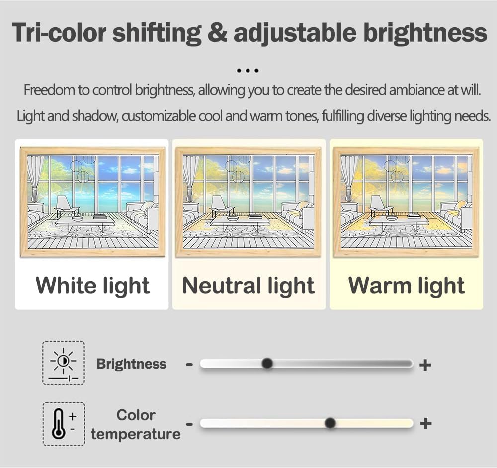 3d Led Light Frame - Wooden Design , Energy-efficient Led Technology With Button Control And Triple Mode Ambiance