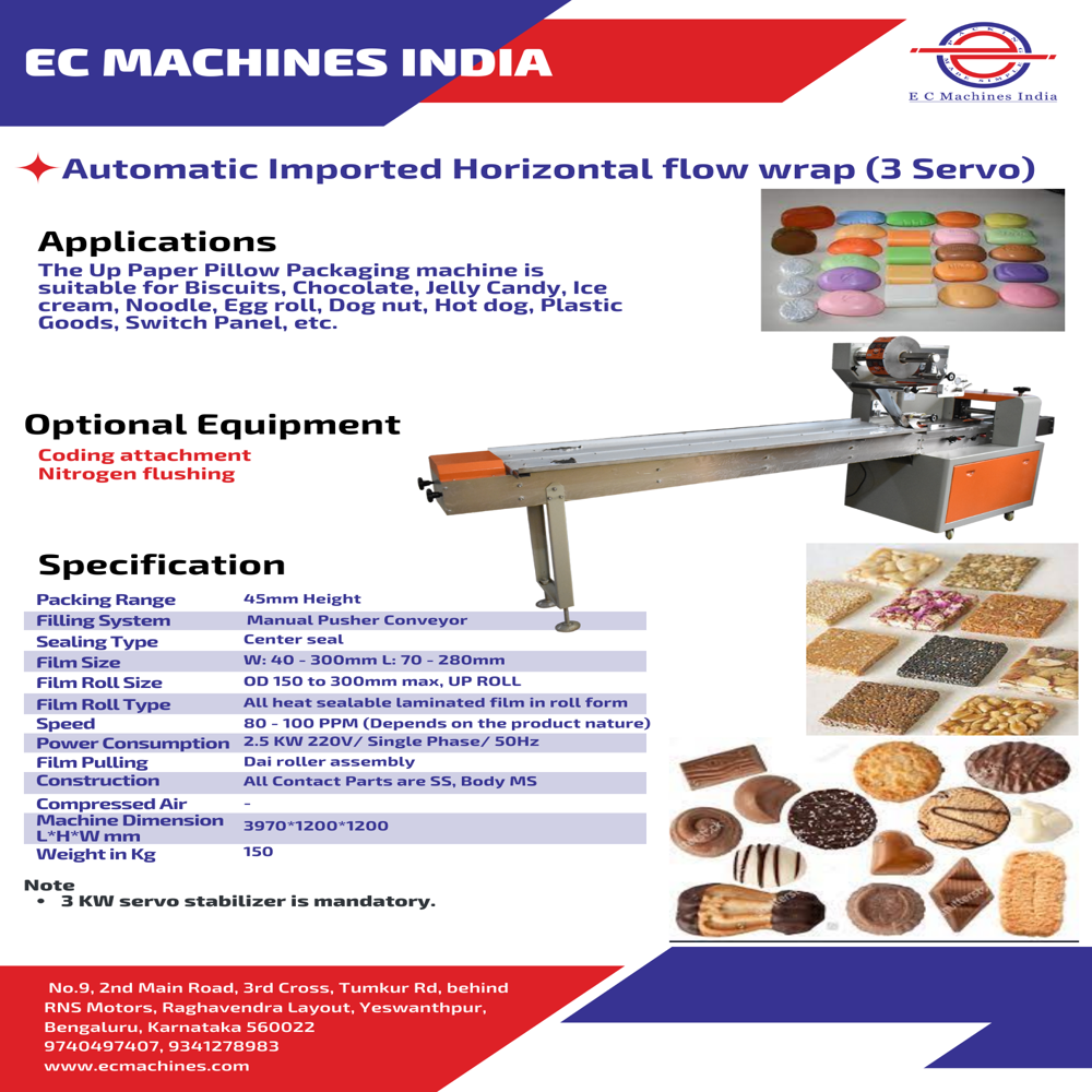 Automatic Horizontal Flow Wrap Machine 3 Servo