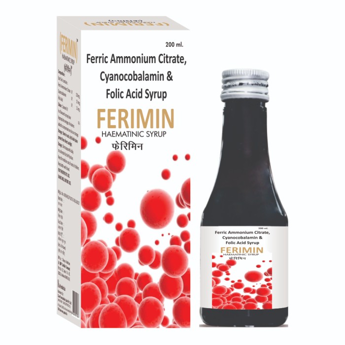 Ferric Ammonium Citrate,Cynocobalamin,Folic Acid  Syrup - Drug Type: General Medicines