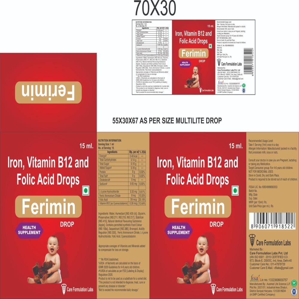 Iron Vitamin B12,& Folic Acid Drop - Drug Type: General Medicines