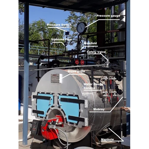 Oil & Gas Fired 3000 Kg-hr Fully Wetback Steam Boiler IBR Approved