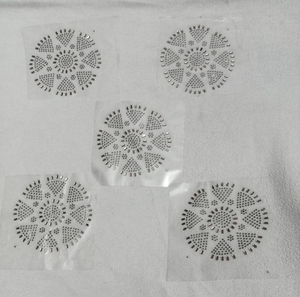 Hot Fix Rhinestone Motif - Iron-on Adhesive Patch | Sparkly Silver Rhinestones In Various Shapes, Sizes, And Colors For Easy Fabric Repair