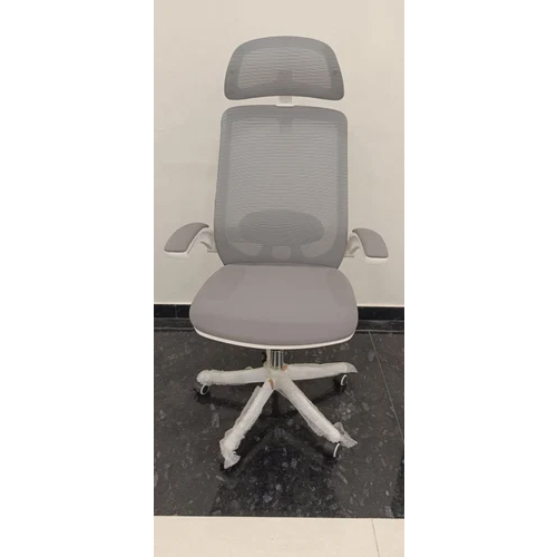 Bluefox Mesh High Office Net Chair - Polyester Material, Adjustable Height, White Color | Polished Finish, Durable Design, Smooth-Rolling Casters