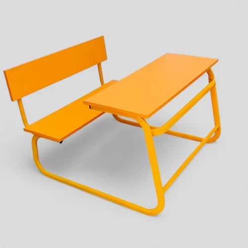 Bluefox School Desk Bench - Iron, 36x30x15 Inches, Orange Color | Durable, Powder-Coated, No Assembly Required, Polished Finish