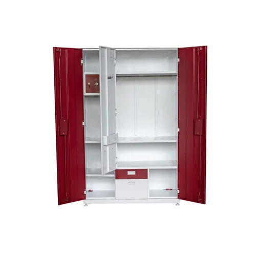 Bluefox Three Door Steel Almirah - Color: Red