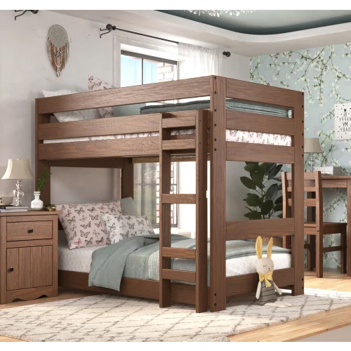 Wooden Plywood Bunk Bed - Color: Brown