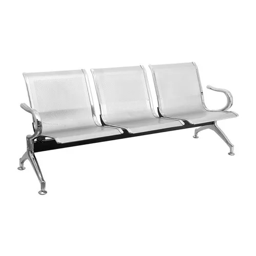 BLUEFOX - Stainless Steel Three Seater Waiting Chair | Rust-Proof Polished Finish No Assembly Required Powder Coated Ideal for Hospitals