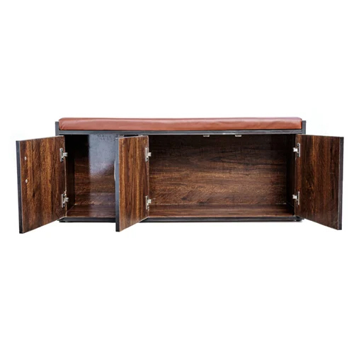 BLUEFOX Wooden Shoe Rack - Wooden 28 x 56 cm Rich Brown | Durable Polished Finish Stylish Indoor Furniture