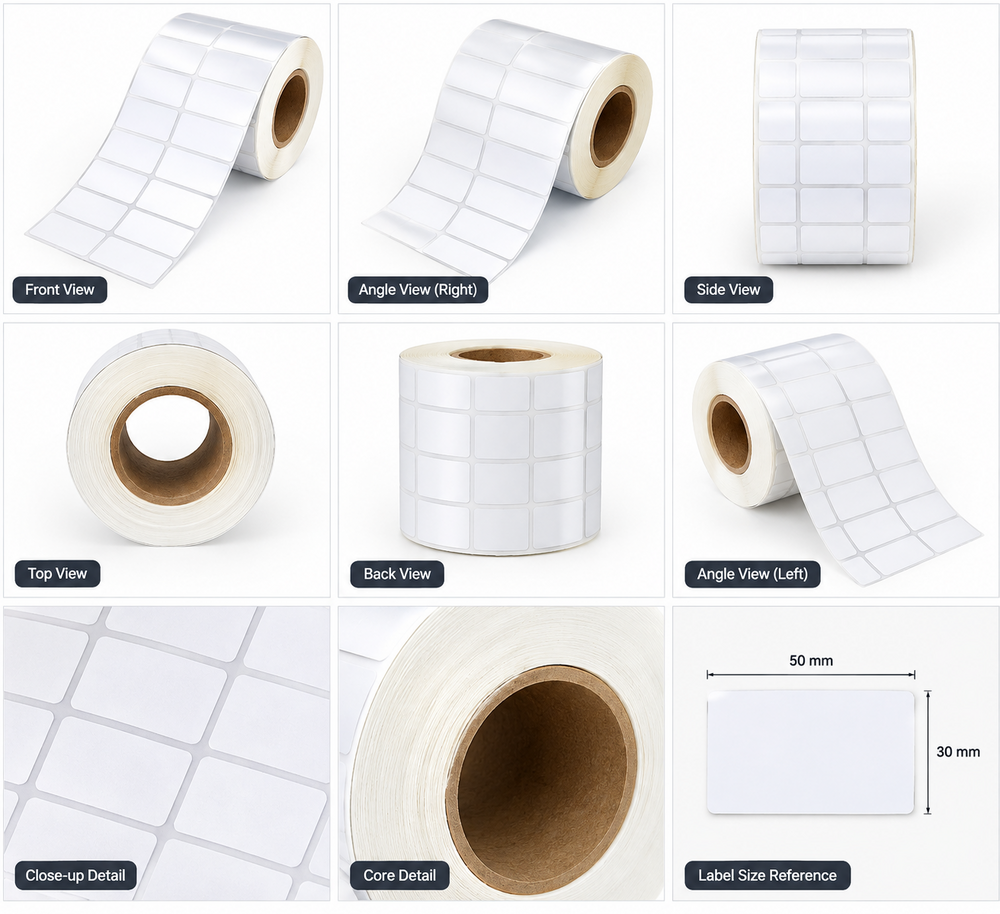 Polyester Label Roll - Paper Material, Various Sizes | Moisture-Proof, Customized Shape, Attractive Design on White Background