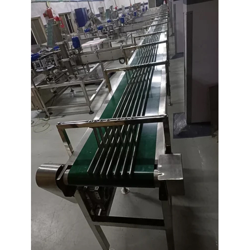 Food Handling Belt Conveyor - Metal Build, 250 kg Load Capacity | Industrial Use, 500 kg Weight, Warranty Included