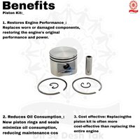 Pd- 0303 High-quality 40mm (43cc) Piston Kit For 2-stroke Grass Trimmers - Reliable Replacement For Side And Backpack Brush Cutter Engines - Capacity: 100 Pcs/hr