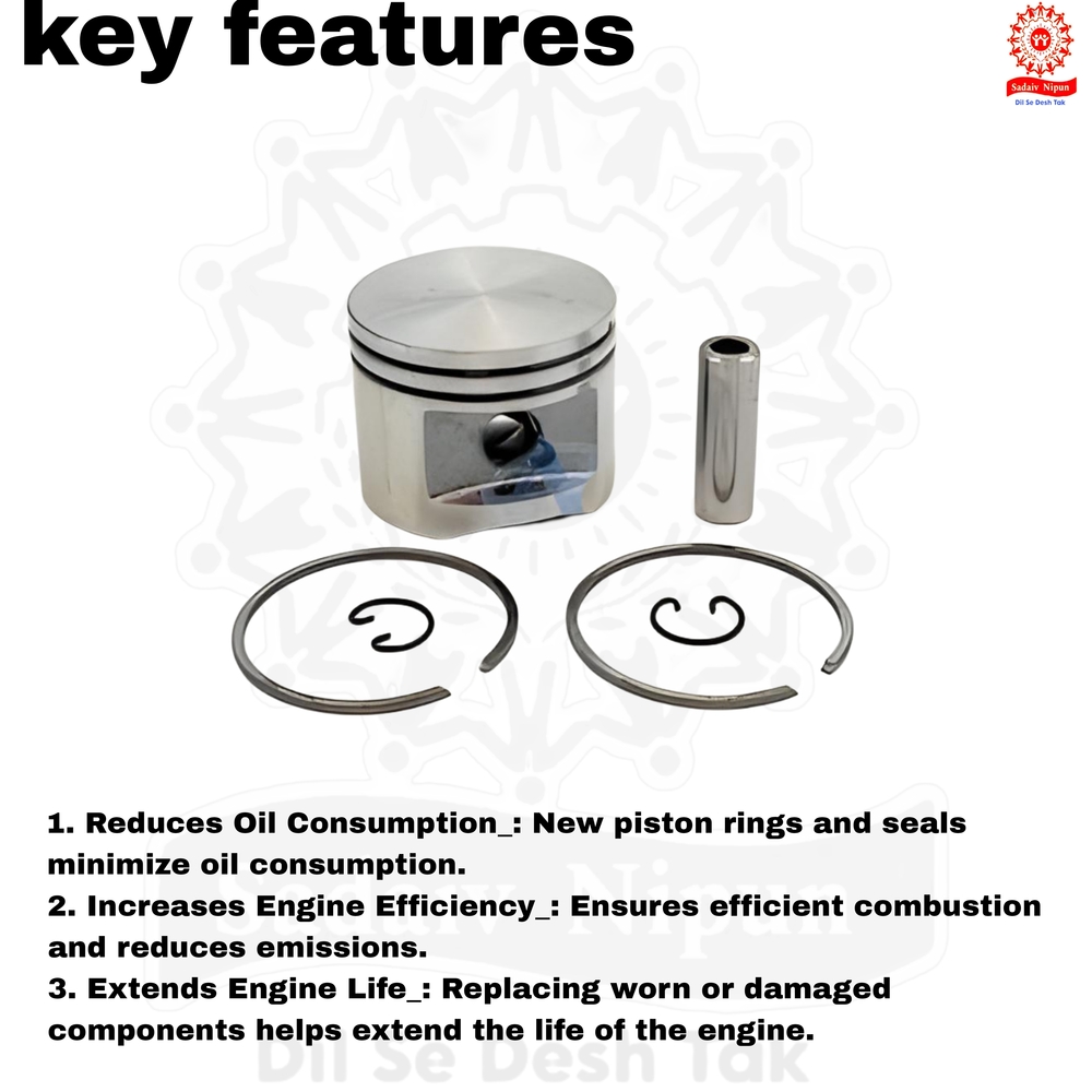 Pd- 0303 High-quality 40mm (43cc) Piston Kit For 2-stroke Grass Trimmers - Reliable Replacement For Side And Backpack Brush Cutter Engines - Capacity: 100 Pcs/hr