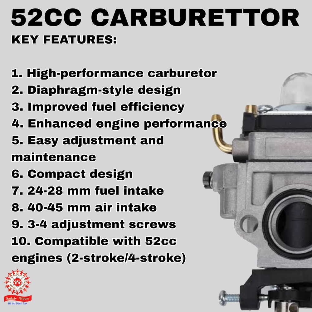 Pd- 0024 Top-quality Carburetor (52cc) For 2-stroke Brush Cutters - Upgrade Your Side And Backpack Grass Trimmer With A Durable And Efficient Component - Capacity: 100 Pcs/hr