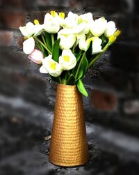 Hammered Iron Flower Vase - Color: Golden
