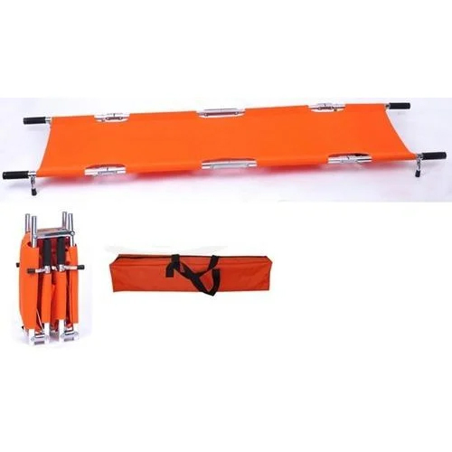 Two Fold Aluminum Folding Stretcher - Color: Orange