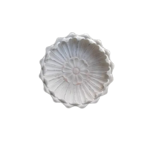 Designer Round Marble Bowl - 12 Inch Size , Polished White Finish for Elegant Home Decoration