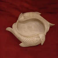 Fish Design Marble Bowl - Color: Off White