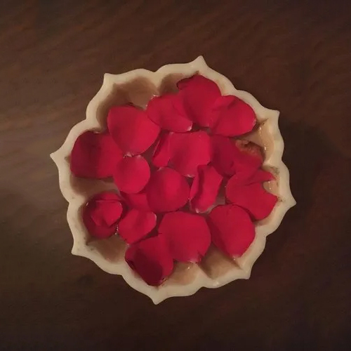 Marble Decorative Flower Bowl - Color: White