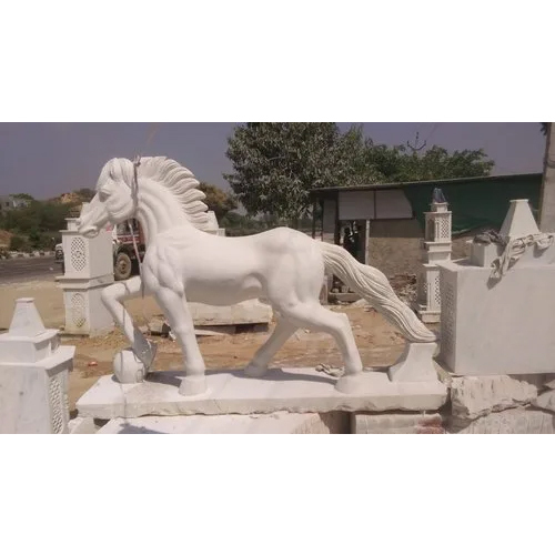 Marble Horse Statue - Color: White