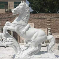 White Marble Horse Statue - High-quality Marble, 2 X 2 Feet, Elegant Plain White Decor | Polished Artisan Craftsmanship, Versatile Home Decoration