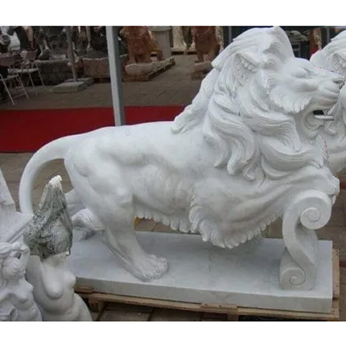 White Marble Lion Statue - Size: 3 Feet