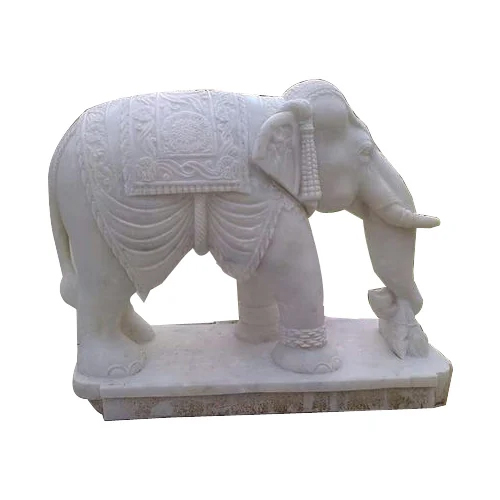 Marble Elephant Statue - Color: White