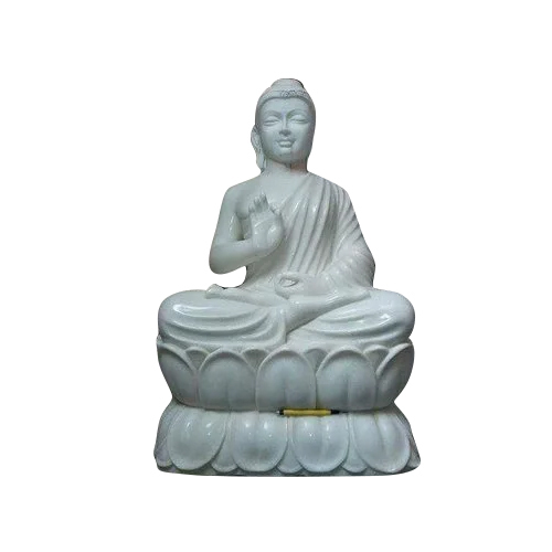 Decorative White Marble Buddha Statue - Size: 12 Inch