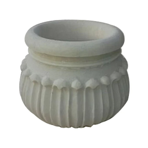 Designer Marble Flower Pot - Color: White